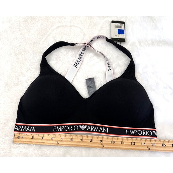 Emporio Armani Women's Iconicic Logoband Cotton Blend Black Bralette Bra SZ XL - Picture 5 of 10